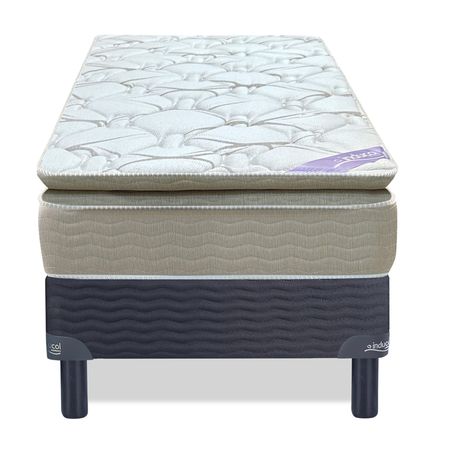 Colchon y Sommier Inducol Pocket Extra Comfort 1 Plaza y Media 90x190cm de Resortes con Pillow Top