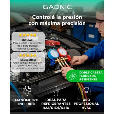 Válvula de Manómetro Gadnic MAN1REF-PRO de Doble Cabeza Fluorada