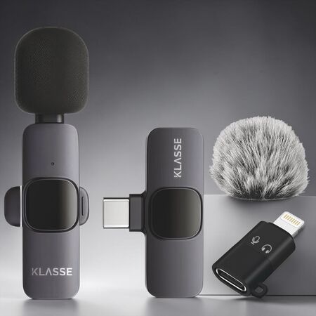 Micrófono Corbatero Inalámbrico Plug & Play para Celular Klasse USB-C + Lightning (KS5100)