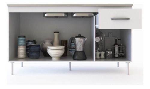 Bajo Mesada 3 Puertas 1 Cajon 1.40m Dl604br Blanco Delos - Vista 2