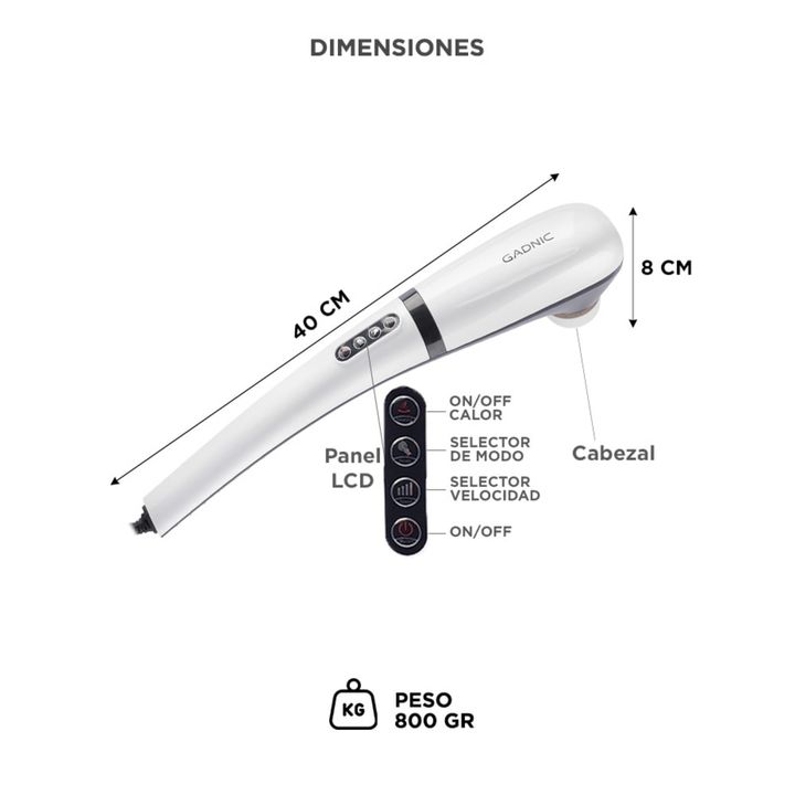Masajeador Gadnic MAS28 De Mano Cuerpo Completo 6 Velocidades Terapia De Calor - Vista 6