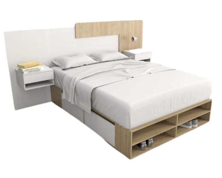 Base Cama Box Linea Minimal 1.40m 4 Cajones Con Estantes 6442 Olmo/Everest Tables - Vista 8