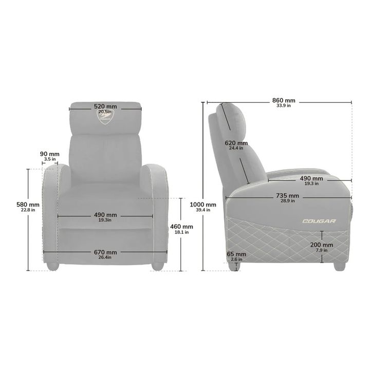 Sillon Gamer Cougar Ranger Elite Gold Tapizado De Terciopelo Negro - Vista 6