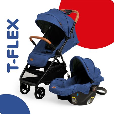 Coche De Paseo Bebesit T-flex Portabebe + Butaca 1321ts-b Azul