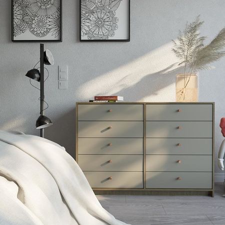 Chifonier DS Home 1,27 m 10 Cajones Nogal Gris 127x78x45 cm