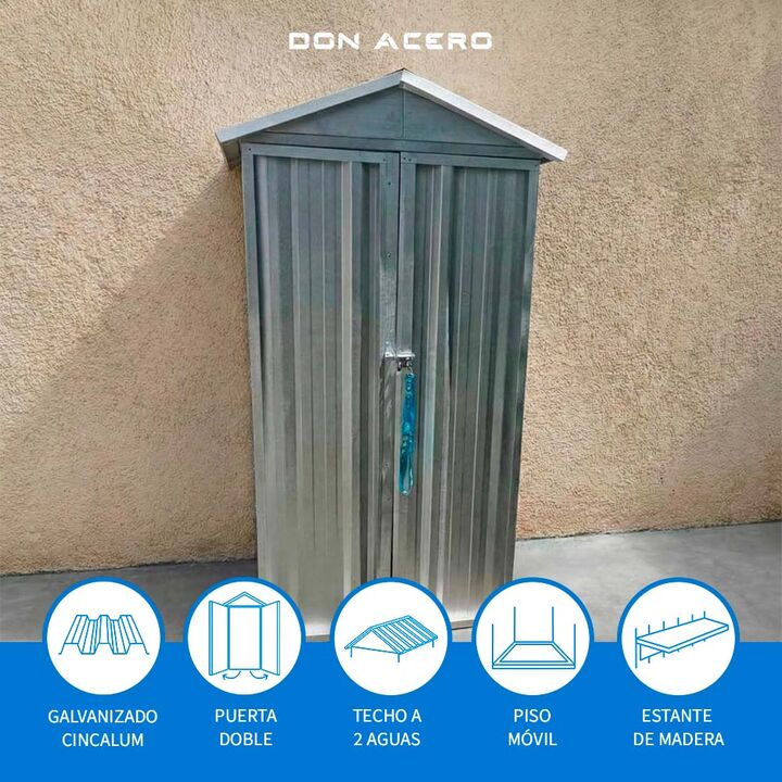 Armario Depósito Galpón de jardín 1x057x2 Galva + Piso + Estante DON ACERO - Vista 4