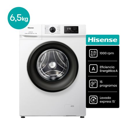 Lavarropas Automático Hisense Carga Frontal 6,5Kg 1000rpm Color Blanco WFMB6510WU