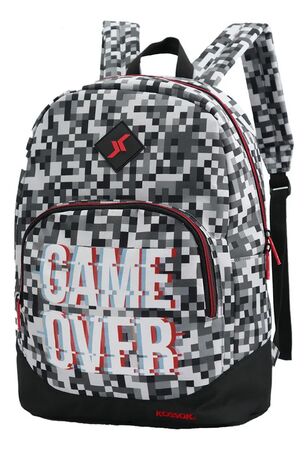 Mochila Kossok Emiro - Escolar - Urbana - Reforzada Gris GAME OVER