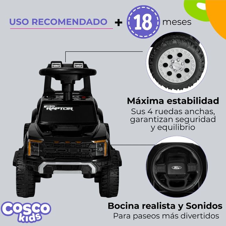 Ford Raptor a batería 6v Cosco Negra - Vista 15