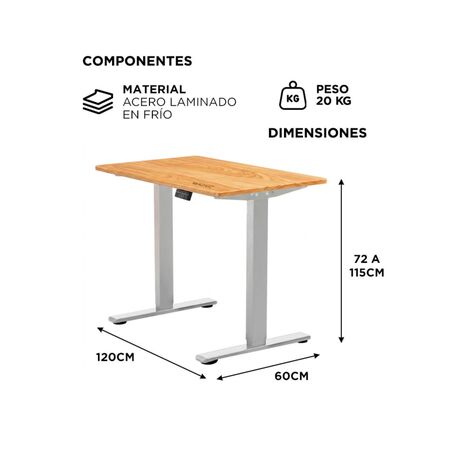 Escritorio Regulable Simple Gadnic 120x60x18 con Ajuste de Altura