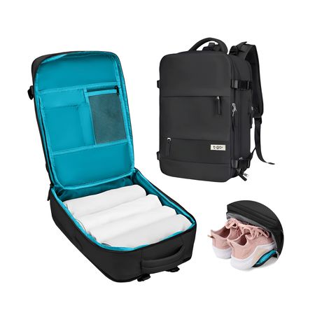 Mochila Negra Inteligente Hombre Mujer Para Viaje En Avion Porta Notebook 11 Bolsillos EM240 