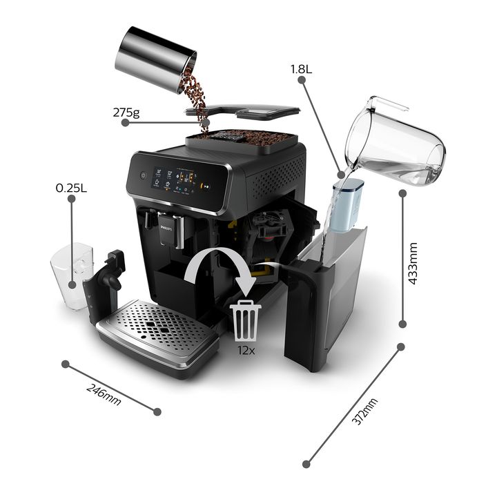 Cafetera Espresso Philips Serie 2200 EP2231/42 Superautomática con Sistema LatteGo Molinillo de Cerámica Pantalla Táctil Negra - Vista 3
