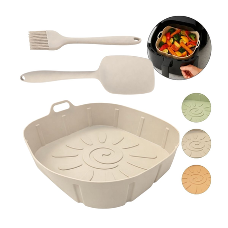 Set Silicona Molde Cuadrado + utensilios Beige