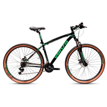 Bicicleta MTB Venzo Loki R29 21V Talle S NegroVerdeAma Disco Mec.
