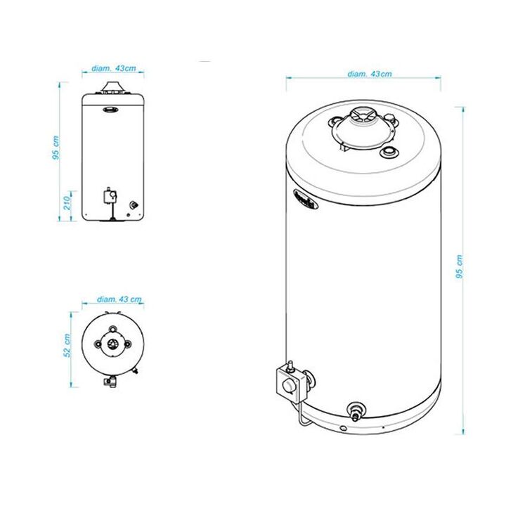 Termotanque Escorial 80 Lts GN Conexion Superior - Vista 2