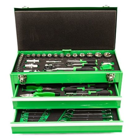 GABINETE DE HERRAMIENTAS SALKOR- METÁLICO 2 CAJONES 91 PIEZAS - (601.GHP9100)