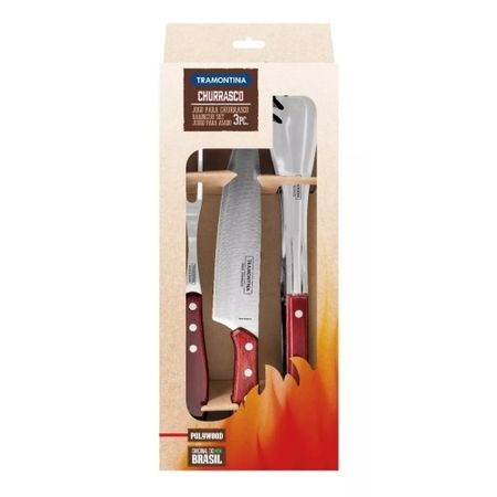 JUEGO PARA ASADO 3 PIEZAS POLYWOOD