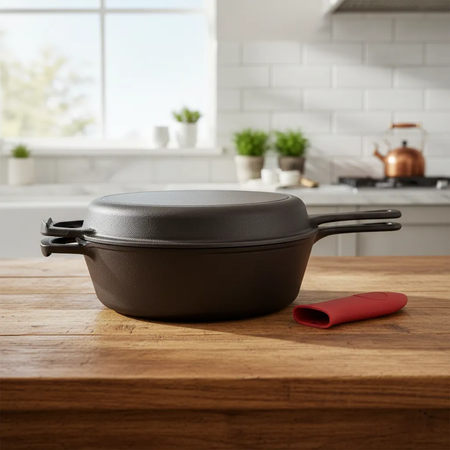 Olla Y Sartén Tapa De Fundición Hierro 26cm Kamado Argentino