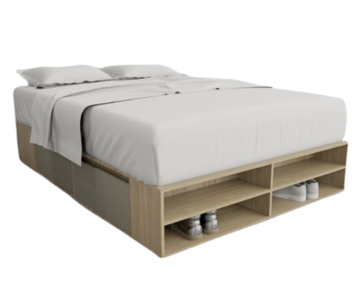 Base Cama Box Linea Minimal 1.40m 4 Cajones Con Estantes 6442 Olmo/Gris C Tables - Vista 6