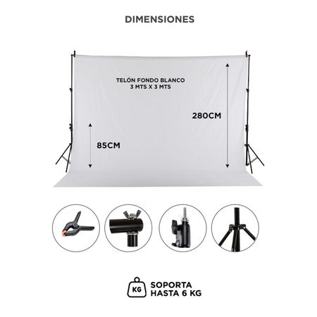 Soporte Porta Fondo Blanco Gadnic Profesional con Infinito