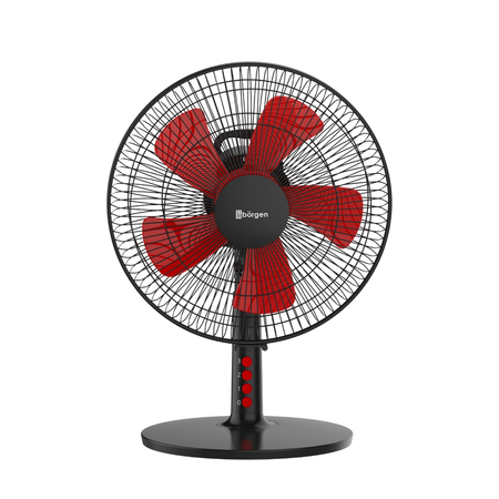 Ventilador Mesa Borgen 12  40w 3 Velocidades Aspas Plasticas 30.48 Cm Negro Rojo Plástico 5