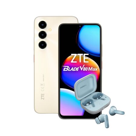 Combo ZTE V80 Max 4+256GB Dorado + Moto Buds Guitar TWS Illusion Blue