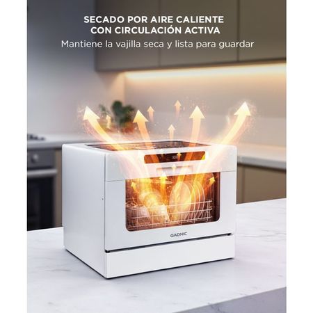 Lavavajillas De Mesada Gadnic Pro 6 Espacios 6 Programas De Lavado Secado Con Aire Caliente