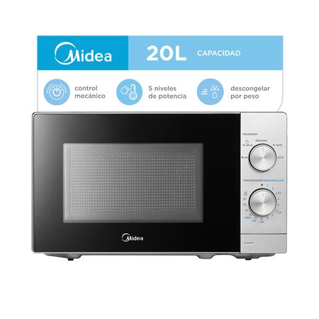 Microondas Midea 20 L Mecánico Plateado