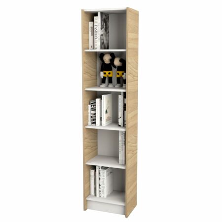 BIBLIOTECA TIPO NORDICA DE 34 CM DE ANCHO OLMO Y BLANCA