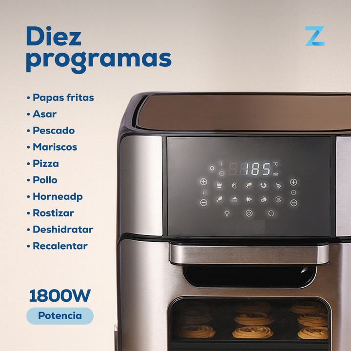 Freidora De Aire Horno Zego 12lts 1800w Digital Cventana - Vista 5