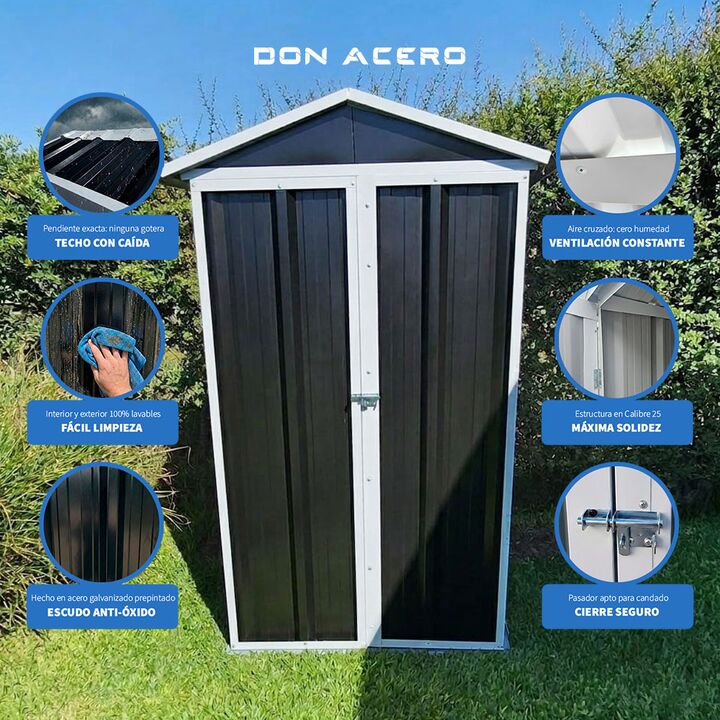 Armario Deposito Galpon de jardin 1x.58x2 Negro Piso + Estante Calibre 28 DON ACERO - Vista 5