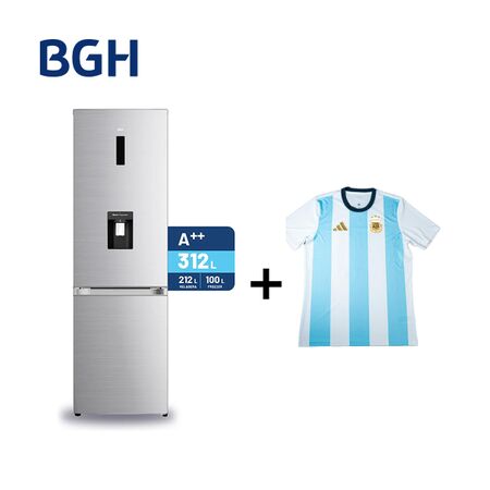 Combo Heladera Inverter No Frost BGH 312L Inox BRC330I1A + Camiseta BGH adidas Talle M