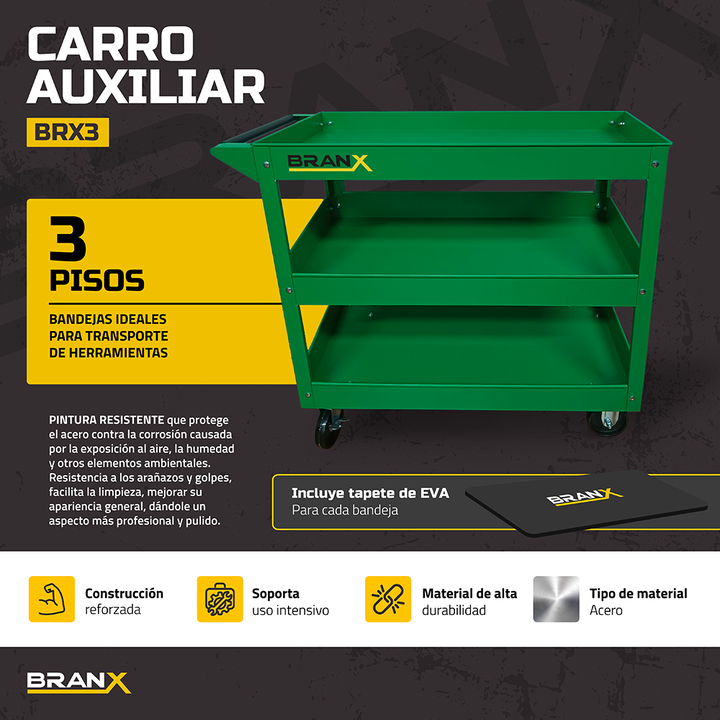 Mesa Carro Porta Herramientas Con Ruedas Taller Branx Brx3 - Vista 2