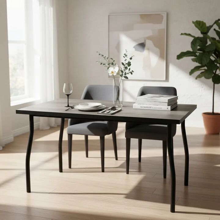 Juego De Mesa 1.4 X 0.80 Y 6 Sillas Cuerina Dakot Negro - Vista 2