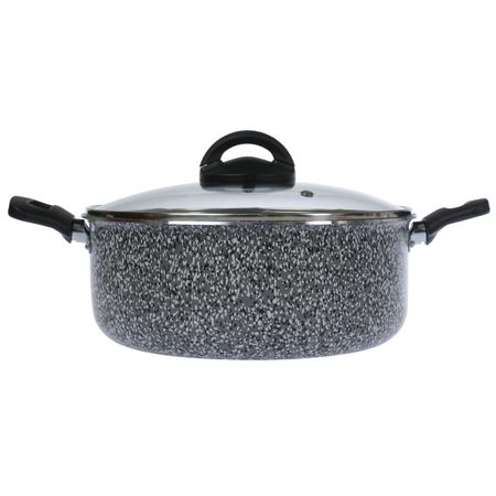 Cacerola Olla 24 Cm Antiadherente Tapa Vidrio Templada Aston Pedra Gris