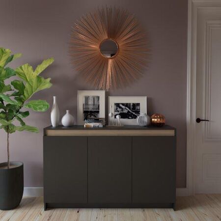 Bahiut Linea Home 3 Ptas 2 Est 1156 Negro/Olmo Tables