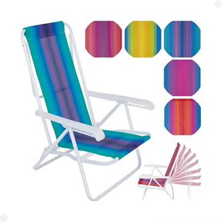 Silla Plegable De Acero 8 Posiciones Mor Colores Mezclados