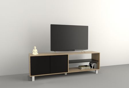 Mesa Tv Hasta 75 2 Puertas Olmo F.|negro M. Tables