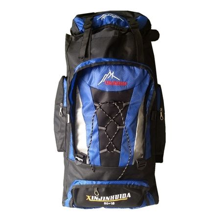 Mochila Mochileros Camping Trekking Negro - Azul Claro 90lts Azul Acero