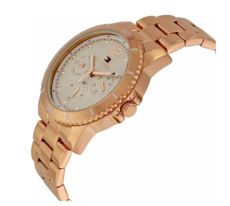 RELOJ ANALÓGICO TOMMY HILFIGER - FDO DORADO CAJA CUARZO MALLA ACERO INOX (RTH0763)