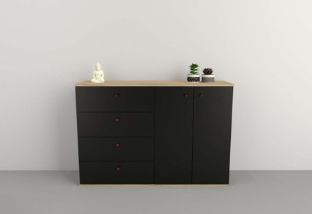 Bahiut 1,35m 2 Puertas|4 Cajones Olmo F.|negro M. Tables