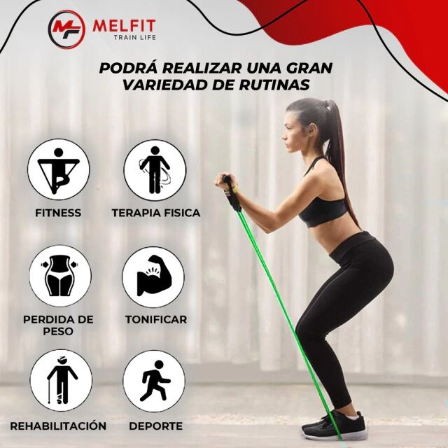 Banda Elastica Con Manijas Melfit Latex Tension Liviana Mf B2 Verde - Vista 3