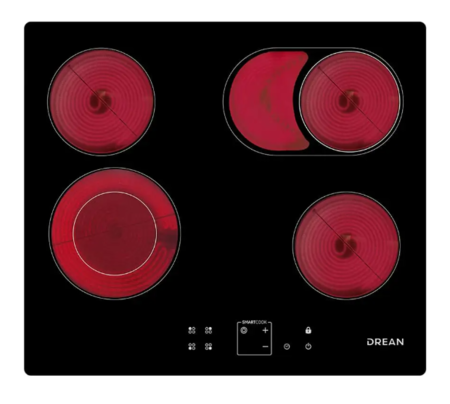 ANAFE ELECTRICO DREAN AEDR60CNV, VITROCERAMICO, 60CM, 4 HORNALLAS, NEGRO