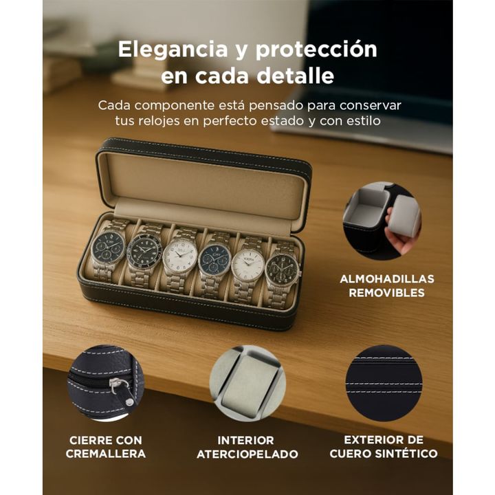 Caja Organizadora De Reloj Gadnic Estuche Para 6 Relojes - Vista 3