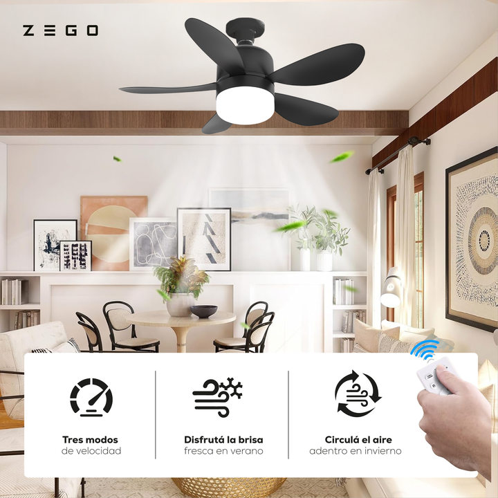 Foco Ventilador Lampara Led 3 Color Rosca Zego Eolo Control - Vista 4