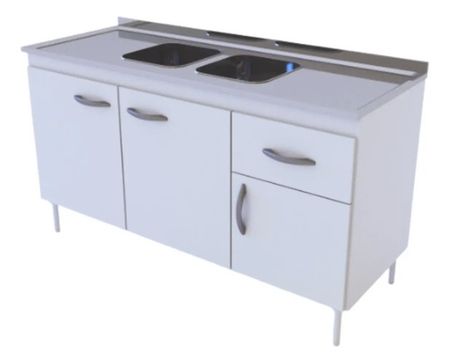 Bajo Mesada 3 Puertas 1 Cajon 1.40m Dl604br Blanco Delos