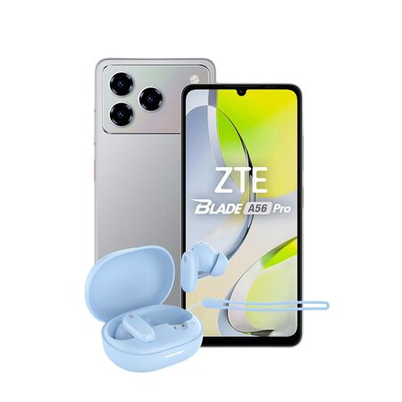 Combo ZTE A56 Pro 4+128GB Grey + Auriculares Dekkin FlowBuds Celestes