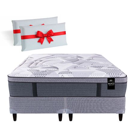 Colchon y Sommier King Koil 120 Luxury Pocket King 180x200cm Resortes y Pillow Viscoelastico + Almohada de Regalo