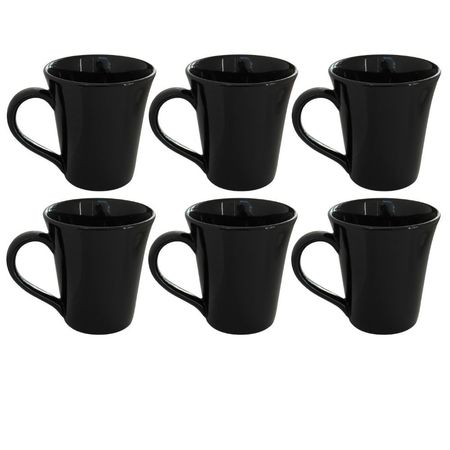 Set X6 Jarros 330cc Negro Conico Tulipa
