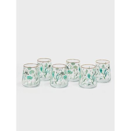 Set 6 vasos Miuri Floral Aqua 420 ml